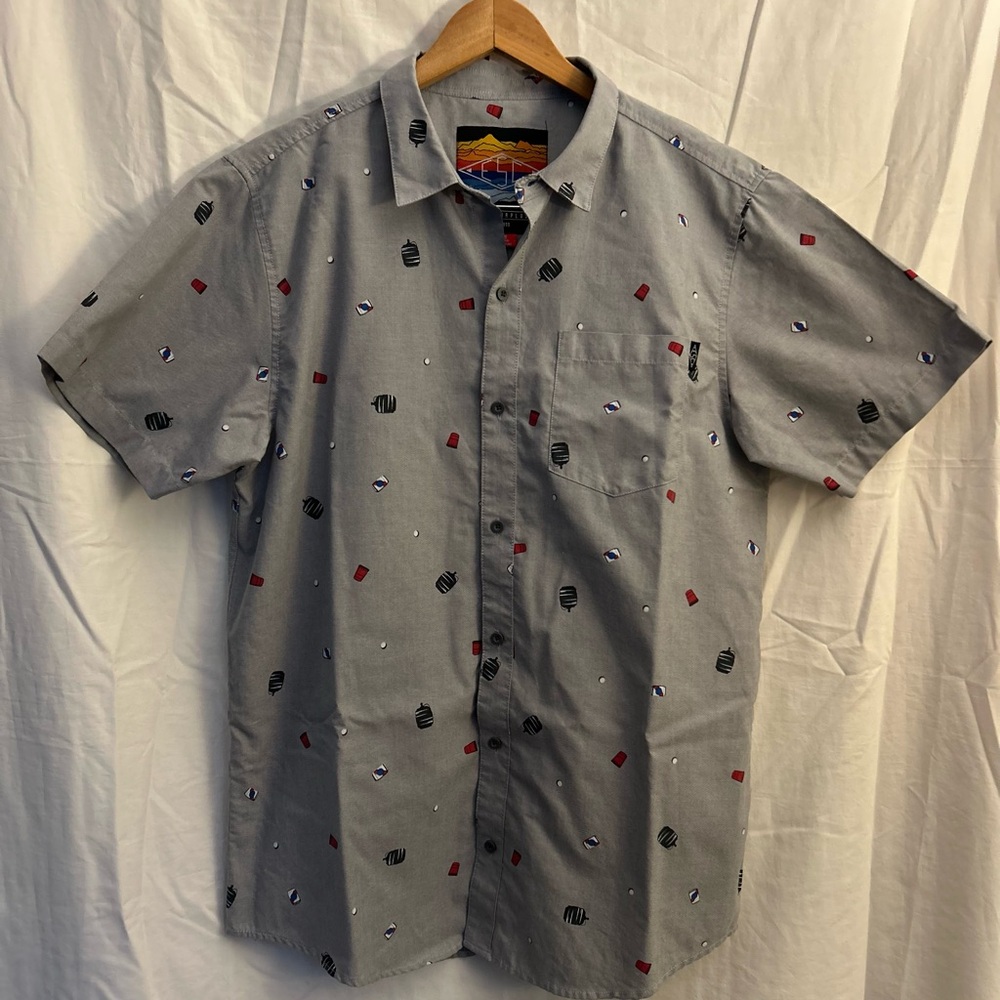 Empyre Gray Patterned Casual Button Down Shirt
